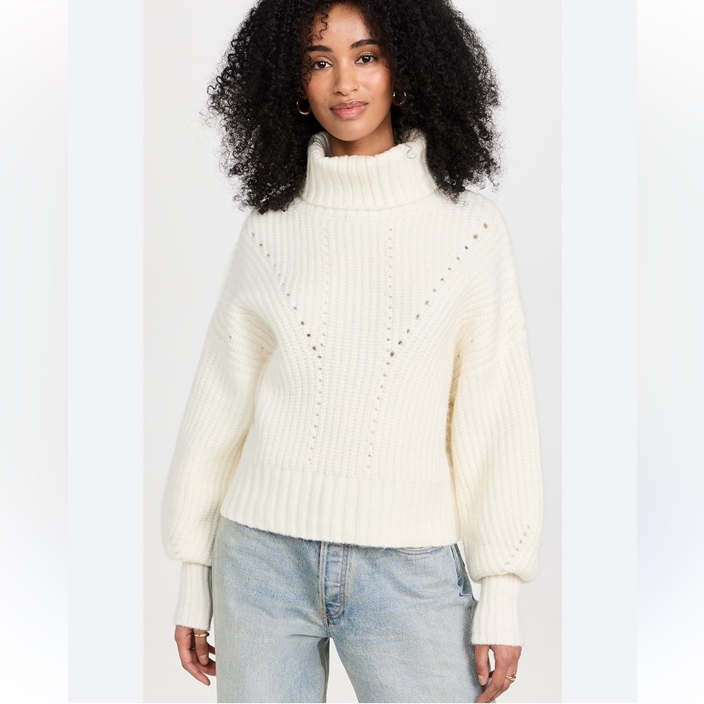 Varley Rogan Cropped Knit Sweater White Pullover Sz Lg NWT